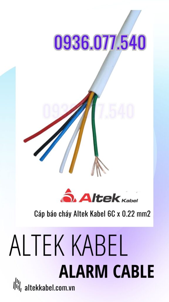 Cáp báo cháy Altek Kabel 6C x 0.22mm2 chính hãng – Unshielded Alarm Cable 6 lõi đồng, vỏ PVC trắng, cuộn 200m. Giải pháp truyền tín hiệu an toàn cho hệ thống báo cháy, báo động, camera và an ninh. Hàng sẵn kho tại HCM – Hà Nội – Đà Nẵng. Hotline 0936 077 540