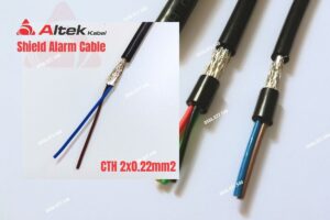 Cáp tín hiệu chống nhiễu Altek Kabel 2x0.22mm2 - Shield Alarm Cabel. gồm 2 lõi đồng thiếc (tinned copper), tiết diện 0.22mm², cách điện PVC mã màu, kết hợp lớp chống nhiễu bằng giấy nhôm và lưới đồng thiếc