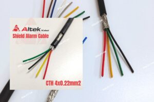 Cáp tín hiệu chống nhiễu Altek Kabel 4x0.22mm2 - Shield Alarm Cable là dòng cáp được thiết kế cho các hệ thống báo cháy, an ninh, âm thanh và điều khiển công nghiệp. Sản phẩm gồm 4 lõi đồng thiếc (tinned copper), tiết diện 0.22mm², có lớp Al Foil kết hợp lưới đồng thiếc bện xoắn chống nhiễu