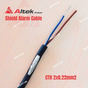 Cáp tín hiệu chống nhiễu Altek Kabel 2x0.22mm2 - Shield alarm cable, gồm 2 lõi đồng thiếc (tinned copper), tiết diện 0.22mm², cách điện PVC mã màu, kết hợp lớp chống nhiễu bằng giấy nhôm và lưới đồng thiếc