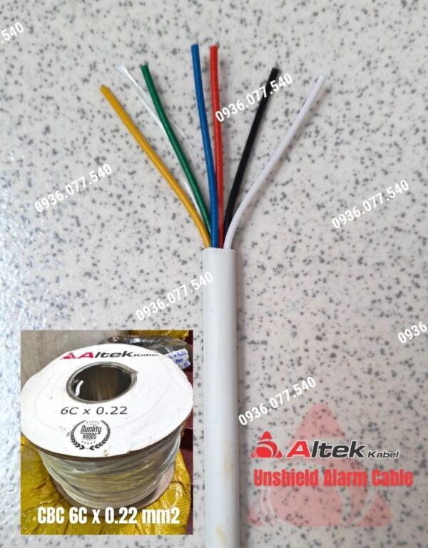 Cáp báo cháy Altek Kabel 6C x 0.22mm2 chính hãng – Unshielded Alarm Cable 6 lõi đồng, vỏ PVC trắng, cuộn 200m. Giải pháp truyền tín hiệu an toàn cho hệ thống báo cháy, báo động, camera và an ninh. Hàng sẵn kho tại HCM – Hà Nội – Đà Nẵng. Hotline 0936 077 540