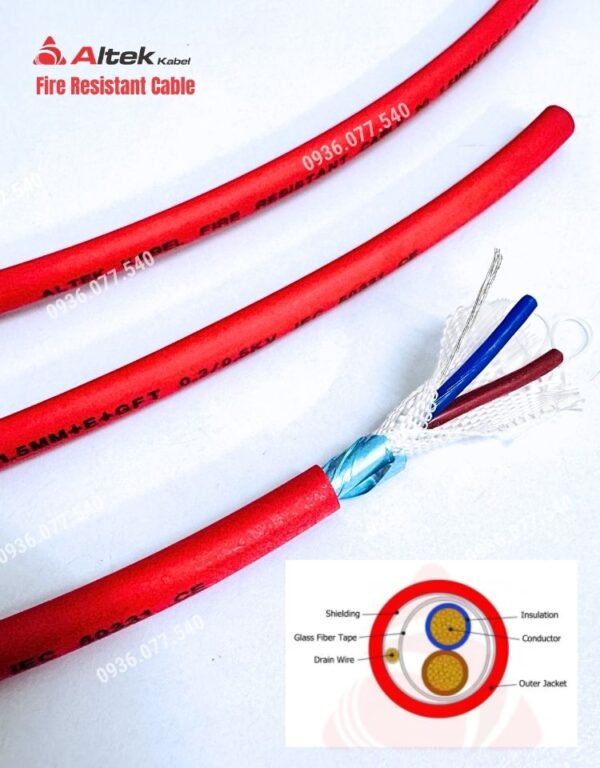 cáp chống cháy chống nhiễu altek kabel 2x2.5mm² – lszh, iec 60331