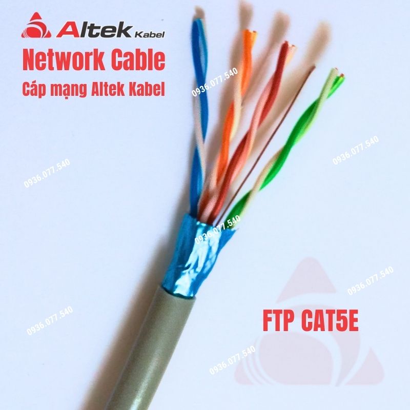 Cáp mạng Altek Kabel FTP CAT5E chính hãng, network cable - Shielded Twisted Pair lõi đồng 4 Pairs 24AWG, có chống nhiễu, cuộn 305m, phân phối toàn quốc.