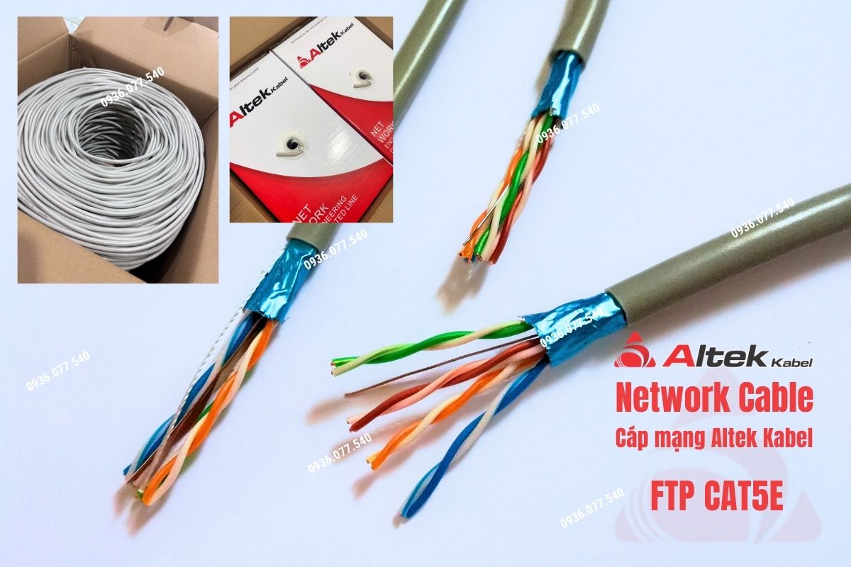 Cáp mạng Altek Kabel FTP CAT5E chính hãng, network cable - Shielded Twisted Pair lõi đồng 4 Pairs 24AWG, có chống nhiễu, cuộn 305m, phân phối toàn quốc.