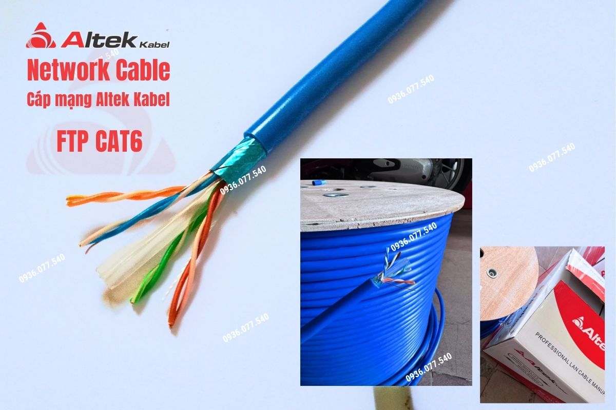 Cáp mạng Altek Kabel FTP CAT6 chính hãng, network cable - Shielded Twisted Pair lõi đồng 4 Pairs 23AWG, có chống nhiễu, cuộn 305m, phân phối toàn quốc.