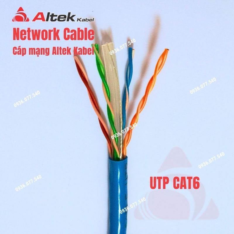 Cáp mạng Altek Kabel UTP CAT6 chính hãng, network cable - Unshielded Twisted Pair lõi đồng 4 Pairs 23AWG, không chống nhiễu, cuộn 305m, phân phối toàn quốc.