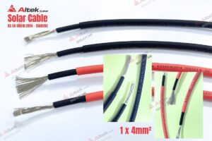 Cáp năng lượng mặt trời Altek Kabel 1x4mm² – 1500VDC Cáp Solar 2 màu Đỏ/Đen, đạt chuẩn BS EN 50618:2014. Chứng nhận Quatest 1, chống cháy lan, chống tia UV.