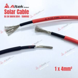 Cáp năng lượng mặt trời Altek Kabel 1x4mm² – 1500VDC Cáp Solar 2 màu Đỏ/Đen, đạt chuẩn BS EN 50618:2014. Chứng nhận Quatest 1, chống cháy lan, chống tia UV.