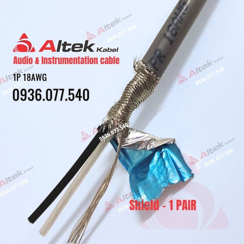 Cáp tín hiệu 1 Pair 18AWG chống nhiễu 2 lớp (Al Foil + Lưới đồng Shield) Altek Kabel. Truyền tín hiệu ổn định, chống nhiễu điện từ, bền dẻo, hàng sẵn kho toàn quốc.