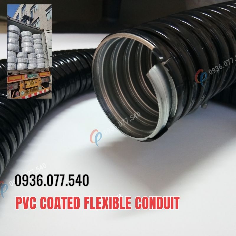 Ống ruột gà lõi thép bọc nhựa PVC phi 1-1/2″ (ID: 38mm – OD: 44mm) - PVC Coated Flexible Conduit, chống bụi, chống nước, bền chắc và linh hoạt. Kho tại HCM – Hà Nội – Đà Nẵng. Liên hệ 0936 077 540.