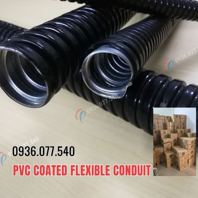 Ống ruột gà lõi thép bọc nhựa PVC phi 1″ (ID: 25mm – OD: 31mm) - PVC Coated Flexible Conduit, chống bụi, chống nước, bền chắc và linh hoạt. Kho tại HCM – Hà Nội – Đà Nẵng. Liên hệ 0936 077 540.