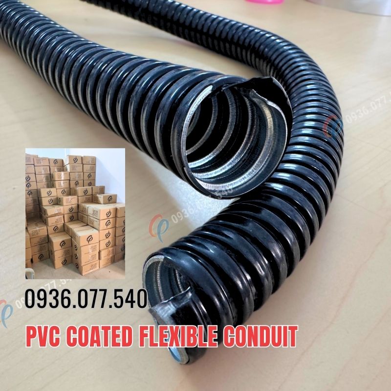 Ống ruột gà lõi thép bọc nhựa PVC phi 3/4" (ID19 - OD24) dài 50m/cuộn, bền chắc và linh hoạt. Kho hàng Tp. HCM – Hà Nội – Đà Nẵng. Liên hệ 0936 077 540.