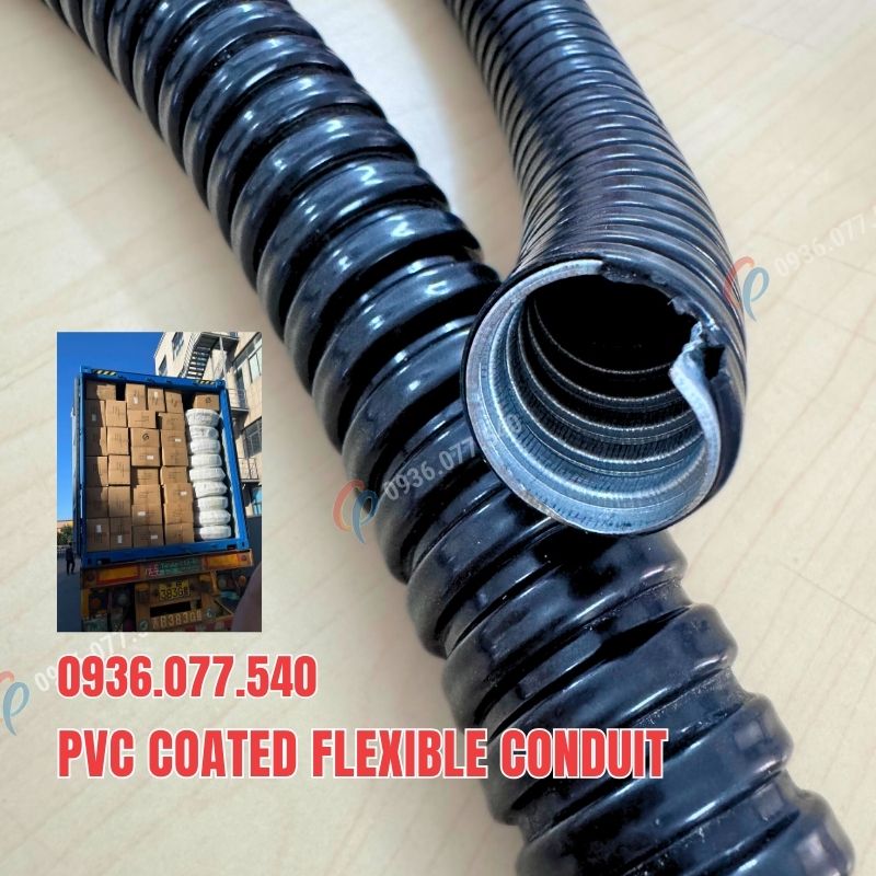 Ống ruột gà lõi thép bọc nhựa PVC phi 1/2" (ID16 - OD19) dài 50m/cuộn, bền chắc và linh hoạt. Kho hàng Tp. HCM – Hà Nội – Đà Nẵng. Liên hệ 0936 077 540.