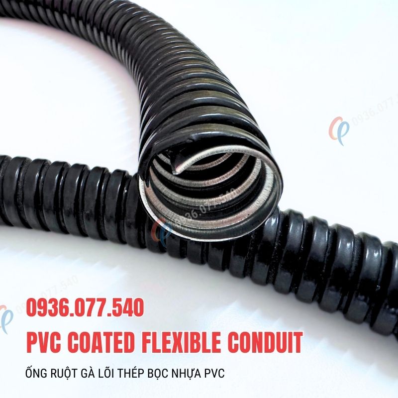 Ống ruột gà lõi thép bọc nhựa PVC phi 3/8" (ID13 - OD16) dài 50m/cuộn, bền chắc và linh hoạt. Kho hàng Tp. HCM – Hà Nội – Đà Nẵng. Liên hệ 0936 077 540.