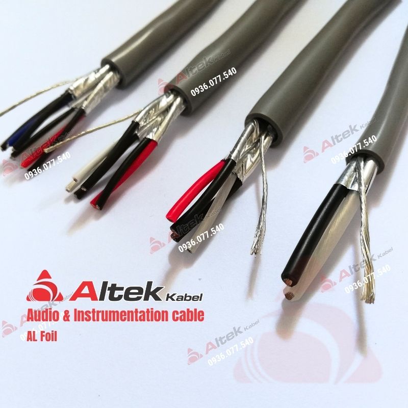 Cáp tín hiệu chống nhiễu 1 lớp (Al Foil) Altek Kabel, đầy đủ 1–4 Pair, tiết diện 16–18-20-22 AWG, chuyên dùng cho hệ thống âm thanh, tín hiệu, điều khiển.